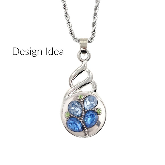 Snap Charm Colorful Blue Crystals Set of 3 Standard Size 20mm 3/4" Diameter - Picture 2 of 3